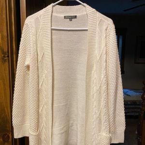 cream sweater/cardigan